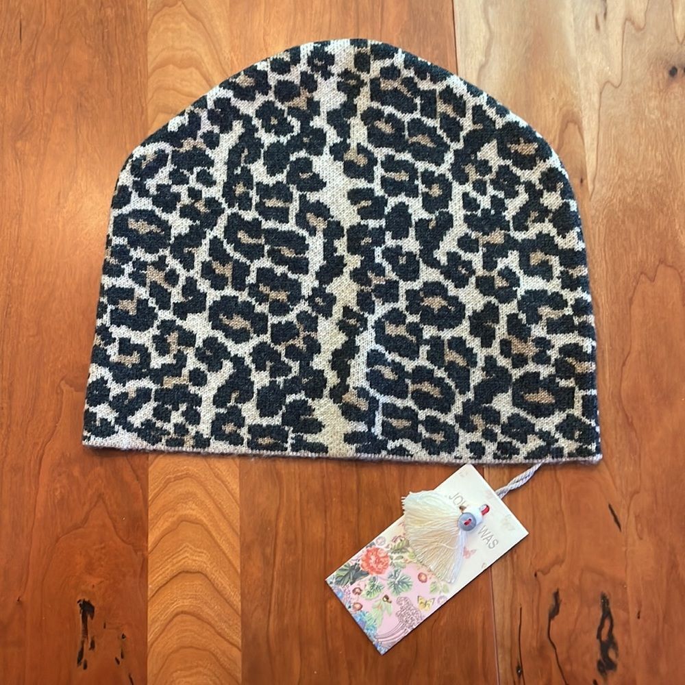 Johnny Was Wool & Cashmere Beanie Leopard Pattern